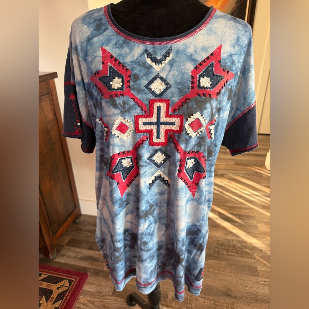 Double D Ranch top red, white, and blue